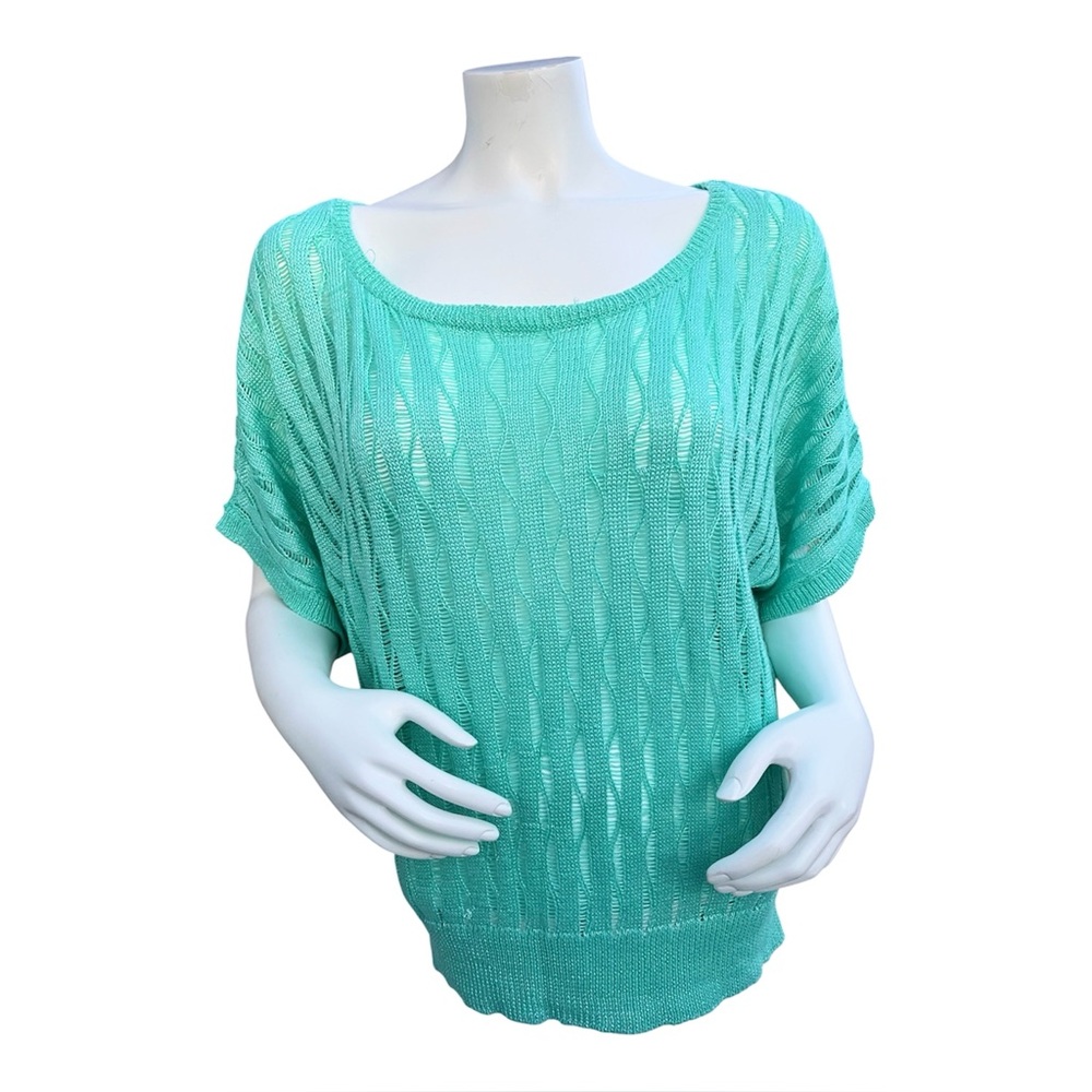 Maurice’s Women’s Open Knit Mint Green Sweater Blouse Size L